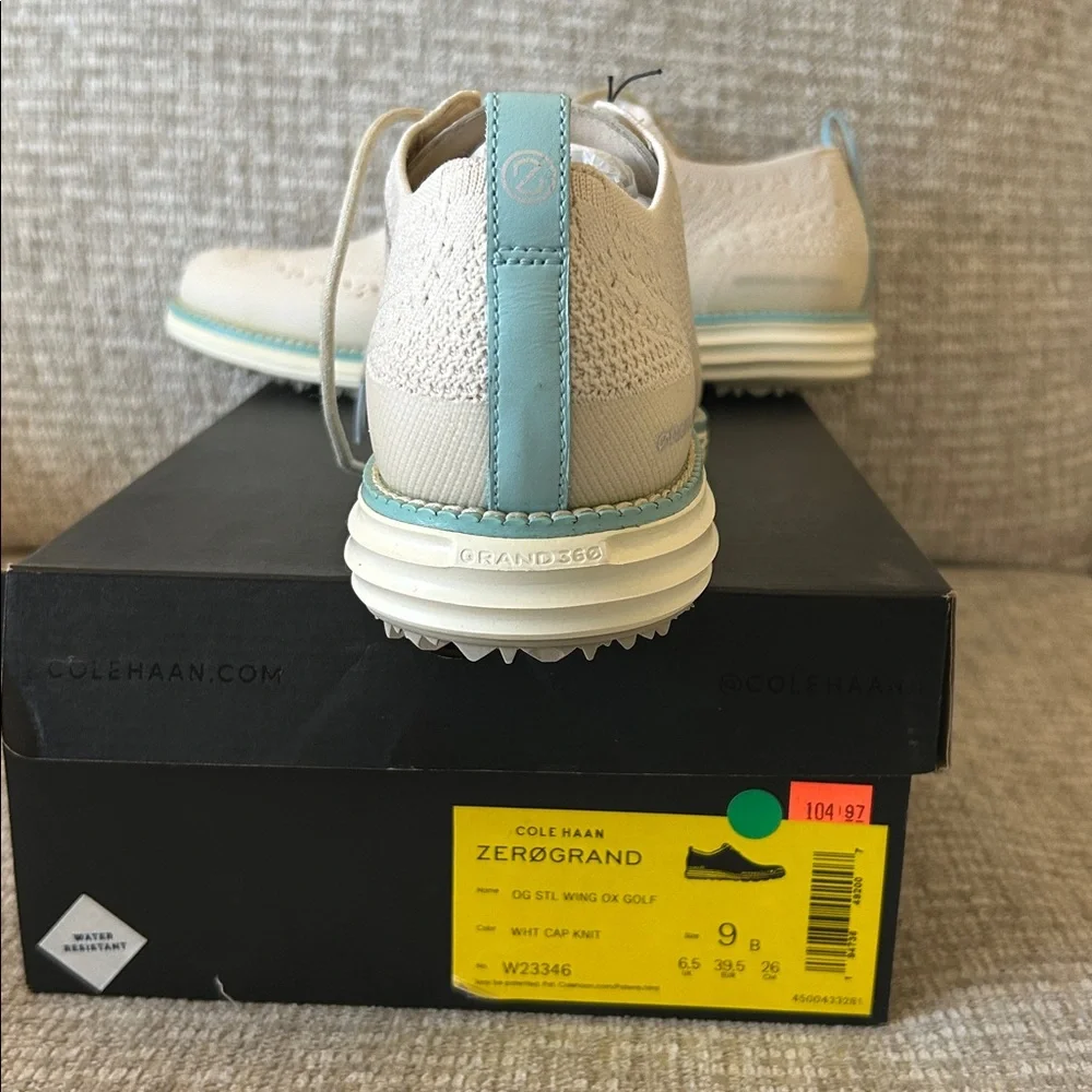 Cole Haan ZeroGrand Stitchlite Wingtip Oxford Golf shoe-Women 9-beige/teal-NWT - Picture 4 of 7